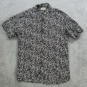 Kenny Flowers Shirt Mens M Black White Limited Edition Hawaiian Rayon